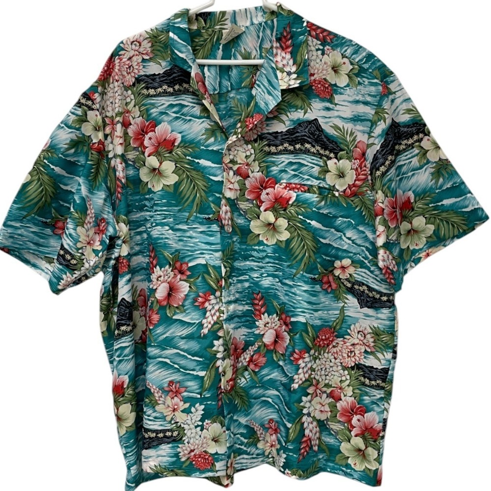 Royal Creations Hawaiian All Over Print Floral Short Sleeve Button Up Shirt XXL
